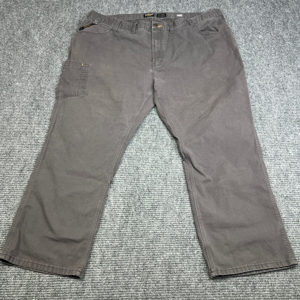 Ariat Rebar M4 Mens 48x30 Relaxed Straight Leg Work Pants Charcoal Grey Canvas